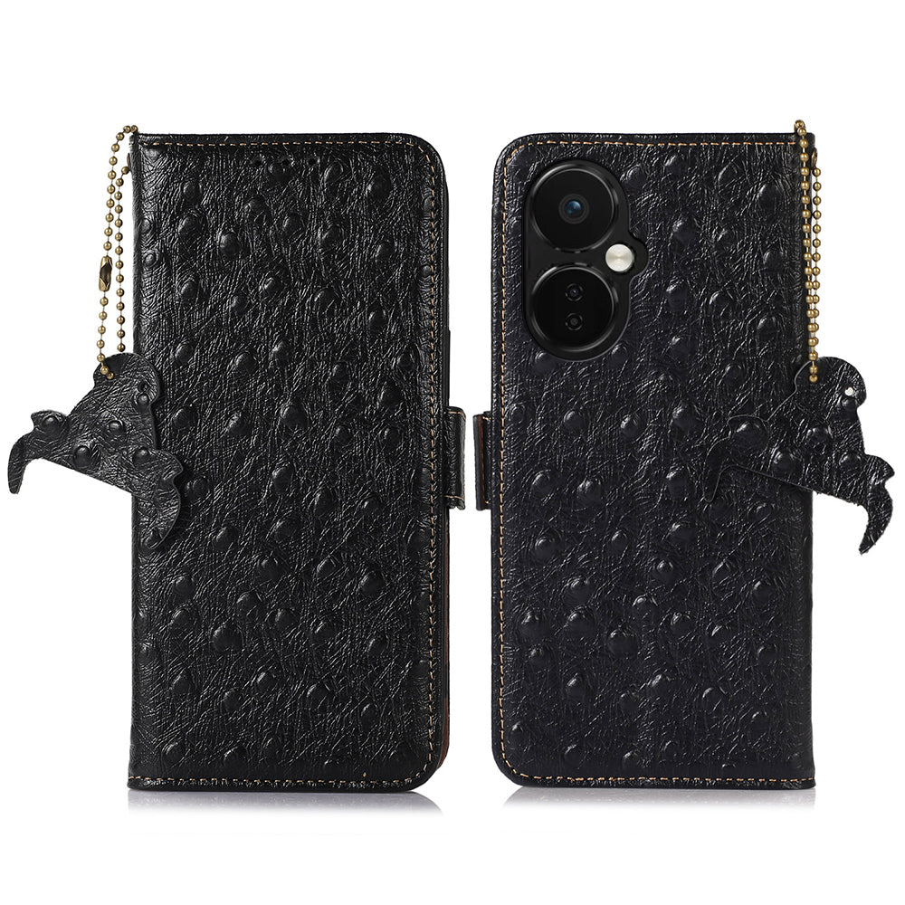 For OnePlus Nord CE 3 Lite 5G Nord N30 5G RFID Blocking Wallet Protective Cover Ostrich Pattern Cowhide Leather Shockproof Phone Case with Stand For OnePlus Nord CE 3 Lite 5G Nord N30 5G RFID Blocking Wallet Protective Cover Ostrich Pattern Cowhide Leather Shockproof Phone Case with Stand